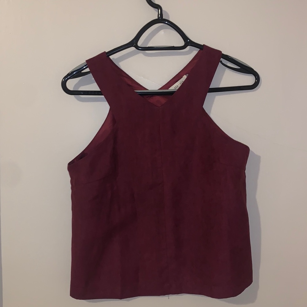 NWT burgundy suede top